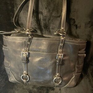 Coach Black Gallery East-West Leather Bag with Contrast Stitching